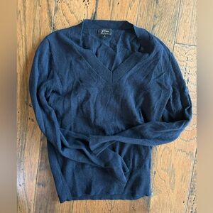 Women's j crew cashmere v neck, navy